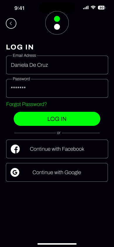 Basilar log in screen