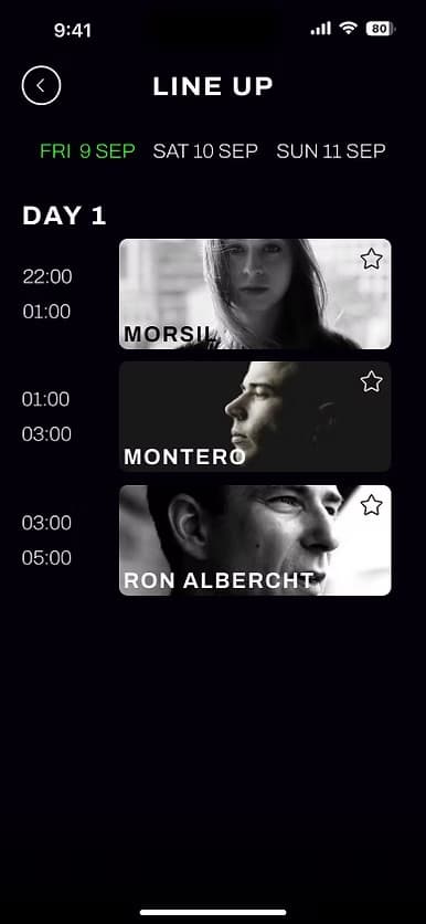 Basilar lineup — day schedule